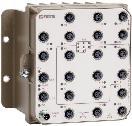 Промышленные управляемые 20-портовые коммутаторы с поддержкой PoE Westermo Viper-120A Промышленные управляемые 20-портовые коммутаторы с поддержкой PoE Westermo Viper-120A