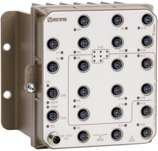 Промышленные управляемые 20-портовые коммутаторы с поддержкой PoE Westermo Viper-120A Промышленные управляемые 20-портовые коммутаторы с поддержкой PoE Westermo Viper-120A