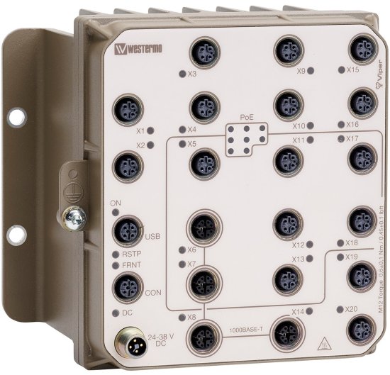 Промышленные управляемые 20-портовые коммутаторы с поддержкой PoE Westermo Viper-120A Промышленные управляемые 20-портовые коммутаторы с поддержкой PoE Westermo Viper-120A