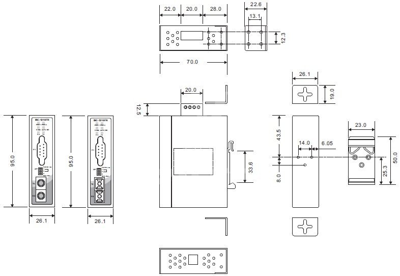 Характеристики Однопортовые промышленные медиаконвертеры RS-232/422/485 в оптоволокно ORing ISC-1310FR